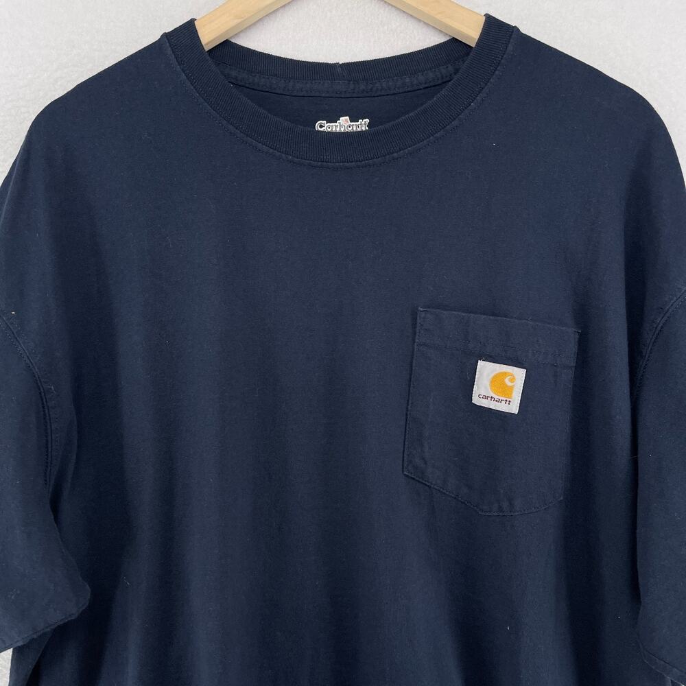CARHARTT Shirt Mens XL Iconic K87 Pocket Tee Workwear Short Sleeve Cotton Blue